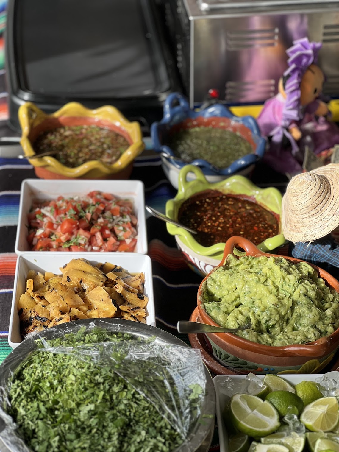 Fresh salsa and taco fixings.