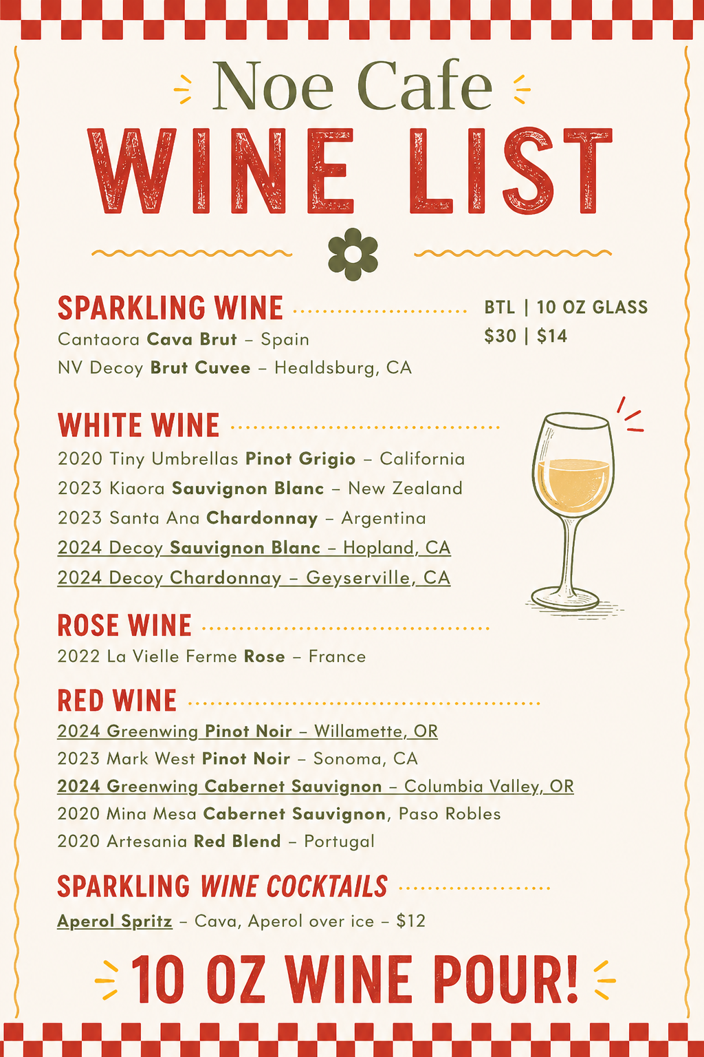 Noe Cafe menu page 5.